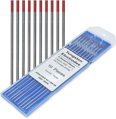 TIG 용접 용접 전류 40-230A를위한 10 팩 빨간 텅스텐 전극 2.4mm * 175mm