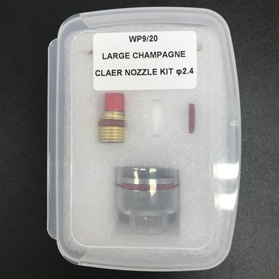 WP-9/20 2.4mm 티그 용접 용품용 대형 샴페인 맑은 쿼츠 노즐 키트