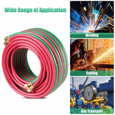 1.63KGS 부드러운 Hose 25ft 1/4 "B 펌핑 800PSI 옥시 아세틸렌 쌍둥이 타입 T 등급 R 등급 용접 Hose