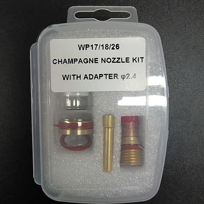 맑은 티그 용접 전등 부품 및 액세서리 2.4mm 어댑터와 함께 샴페인 노즐 키트