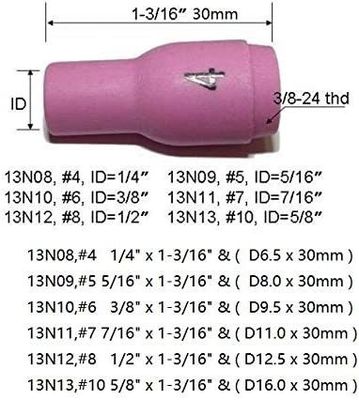 TIG 용접 전등 SR WP920 24 25 Fit 13N08 13N09 13N10 13N11 13N12 13N13 노즐 컵 10pcs