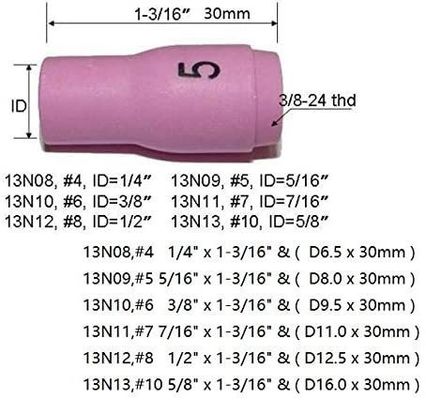 TIG 용접 전등 SR WP920 24 25 Fit 13N08 13N09 13N10 13N11 13N12 13N13 노즐 컵 10pcs
