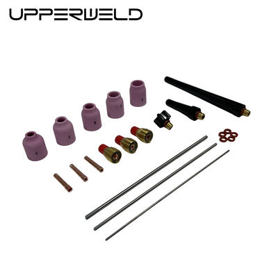 핑크 UPPERWELD 27PCS TIG 용접 전등 액세서리 53N 시리즈 세라믹 노즐 TIG 예비 부품 가스 렌즈 포함